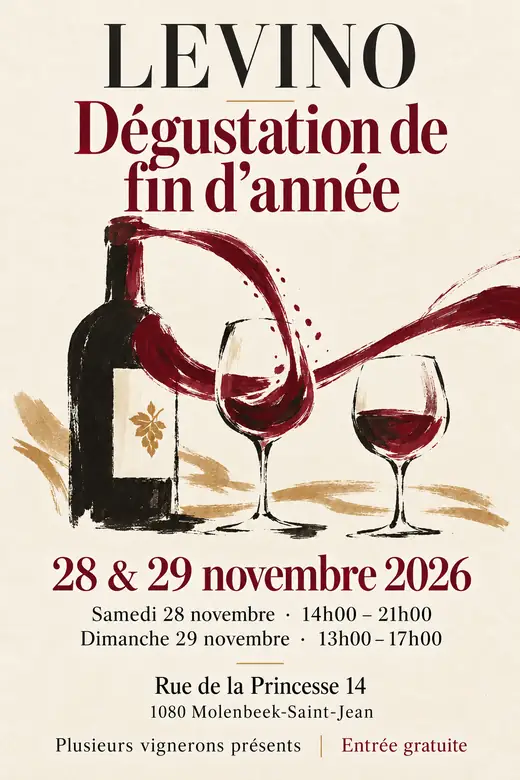 Affiche Levino dégustation de fin d’année 28 & 29 novembre 2026
