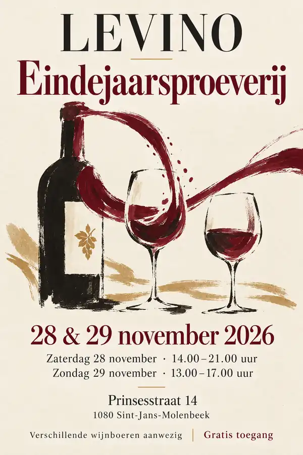 Affiche Levino eindejaarsproeverij 28 & 29 november 2026